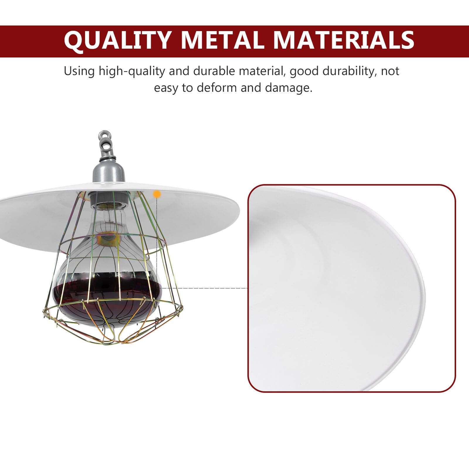 Heizlampe für Viehkäfige Weiße Metall und Aluminium Käfiglampe mit Keramikfassung Anti Verbrühschutz und Verformungsschutz Geeignet für Hausschweine und Zufällige Farbe