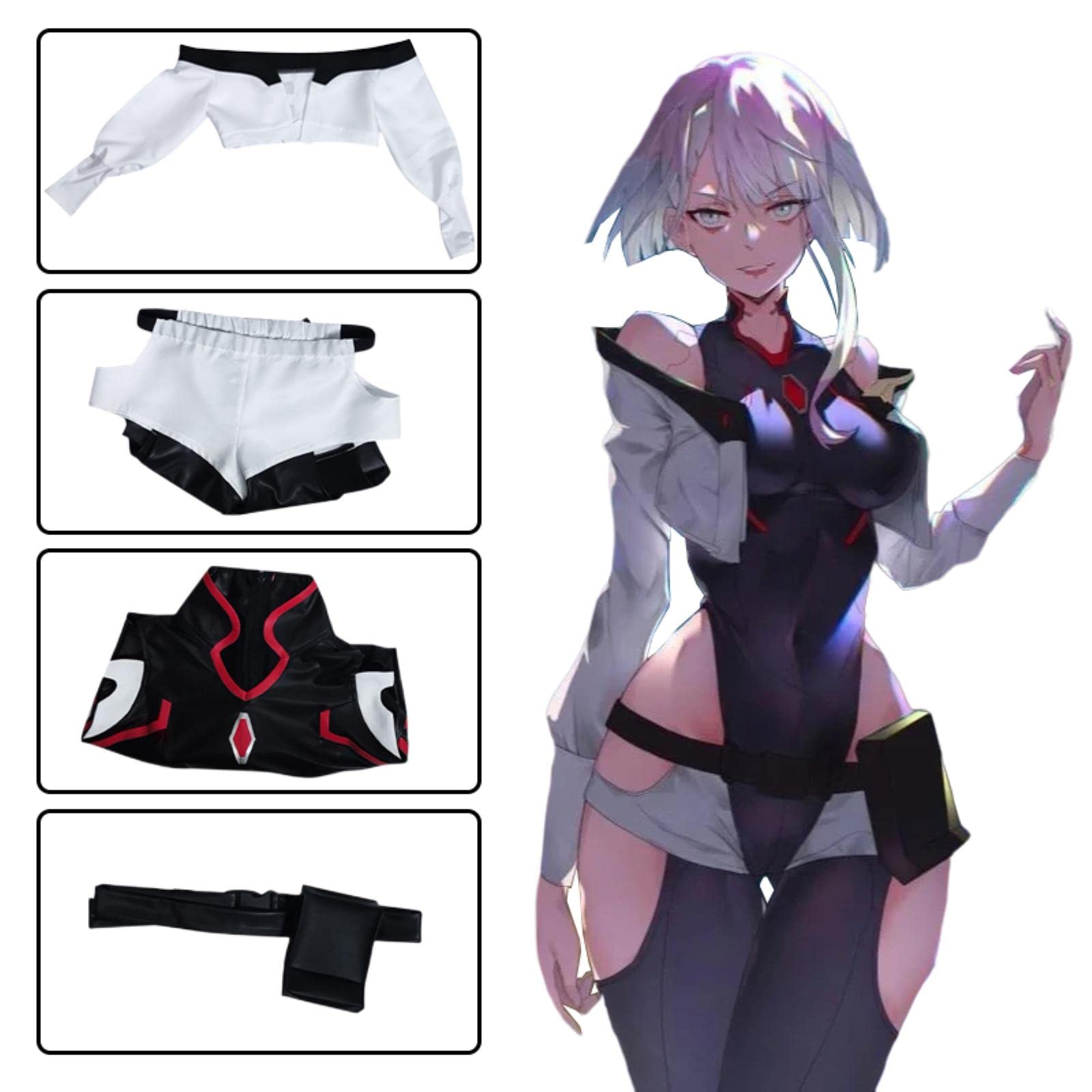 Anime Cyberpunk Lucy przebranie na karnawał seksowny kombinezon stroje do odgrywania ról Lucy peruka kostium na halloween dla kobiet dziewczyna