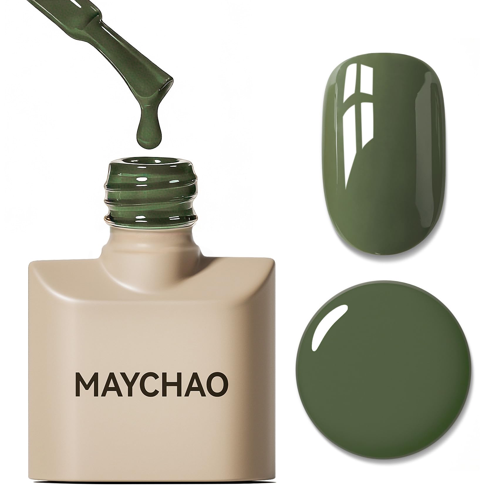 MAYCHAO 15ML Christmas Green Gel Nail Polish 1Pc Matcha Green Gel Polish Soak Off UV LED Nail Polish Nail Art Starter Manicure Salon DIY at Home, 0.5