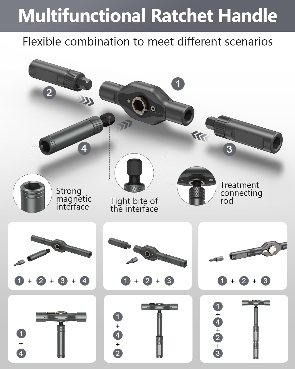 ORIA Ratchet Screwdriver Set, 42 in 1 Multi Bit Magnetic Screwdriver Set including 40 Bits, Detachable T Ratchet Handle - Image 2