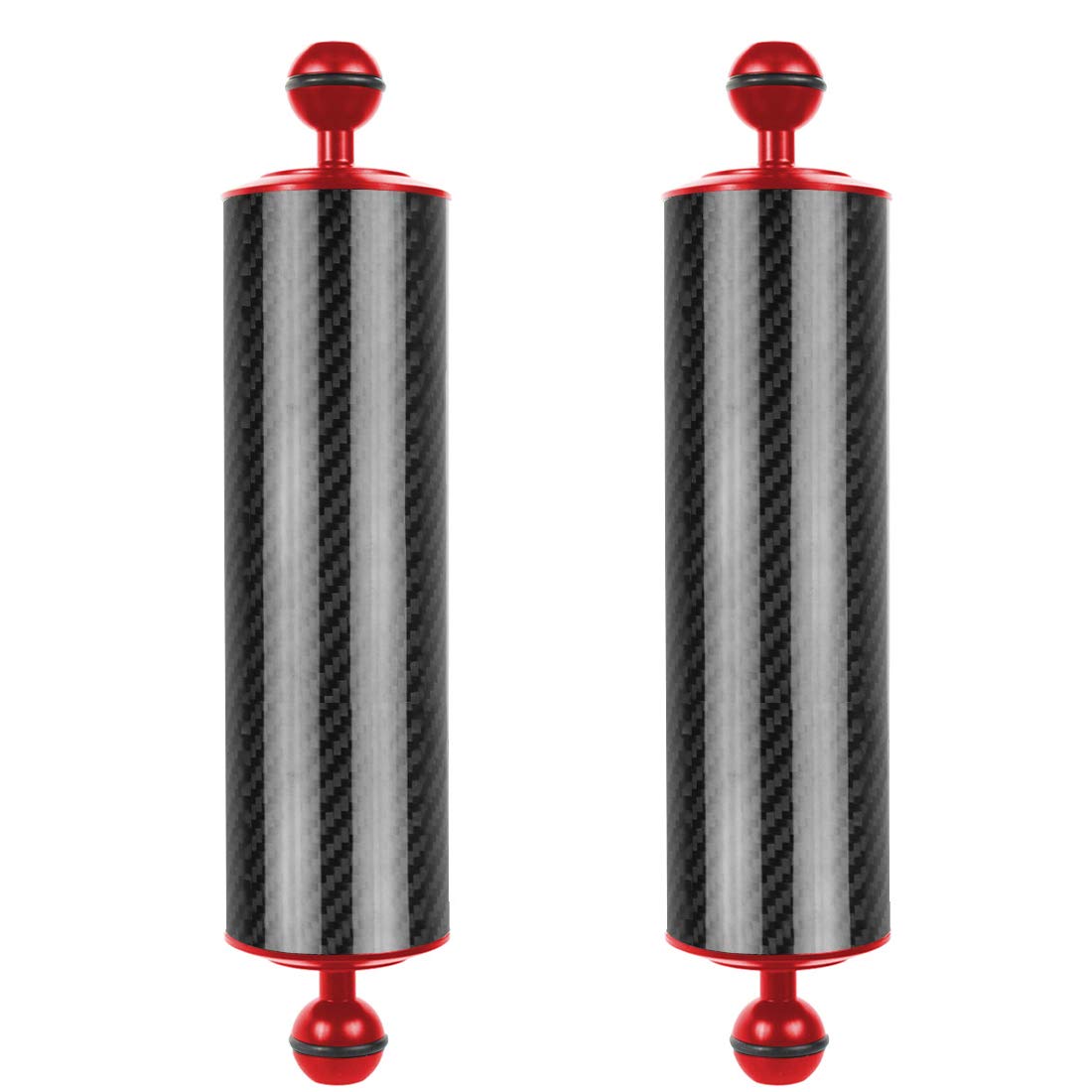 Fiber de Carbone Bras de Lampe à Main 1 Pouce Double rotule D60mm 10/12 Pouces flottabilité 447g/550g plongée sous-Marine Photographie Version améliorée (10inch Red)