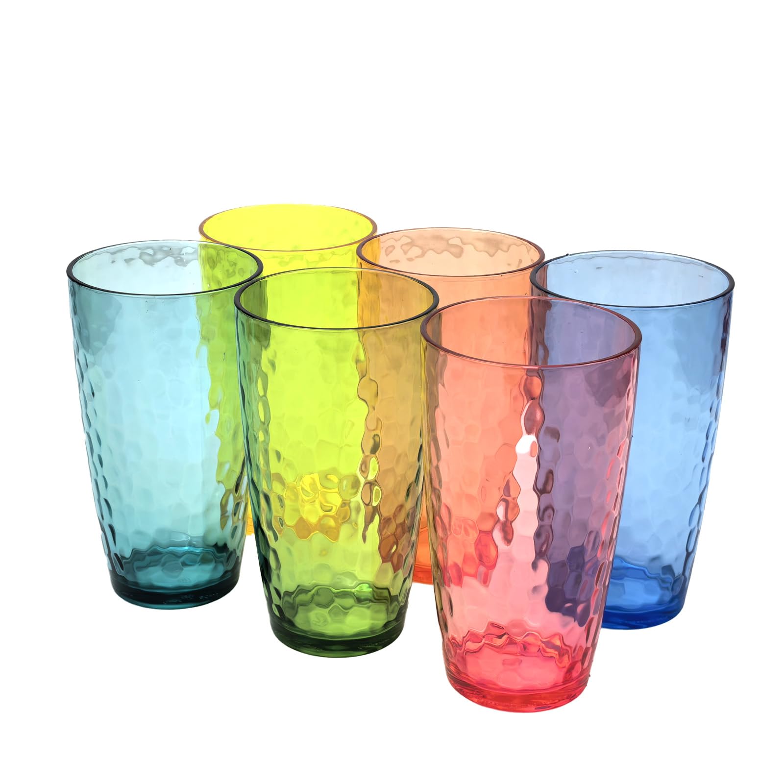 Yalin Vasos acrílicos de 20 onzas, vaso de plástico reutilizable, apilable, sin BPA, a prueba de roturas, apto para lavavajillas, juego de 6 tazas (multicolor)