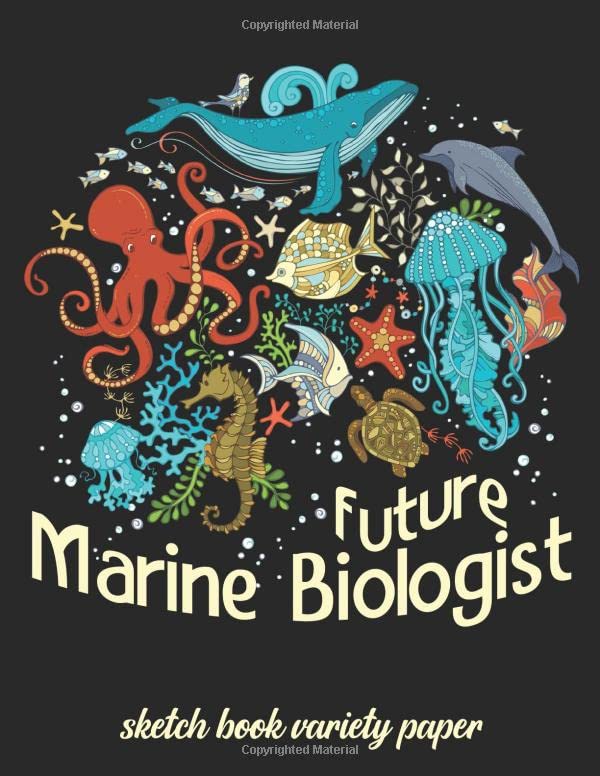 Future Marine Biologist: Sketchbook Variety Paper Dot Grid, Isometric, Hexagon, Graph, Comic Book, and Open Box Sketch Variety Paper Notebook for ... Dome Collage Black (SK 8.5" x 11" 110pages)-picture-29