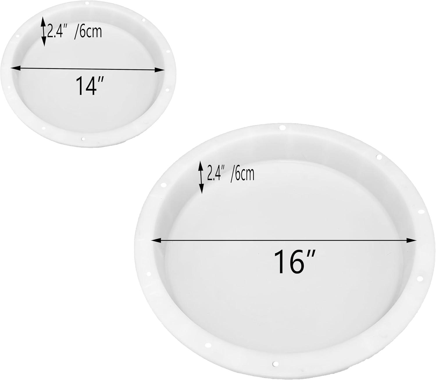 2Pcs Extra Large Round Resin Table Mold with Clamping System 16 Inch and 14 inch No Seal Epoxy Molds for River Table, Resin Clock, Floral Preservation Bouquet, DIY Art