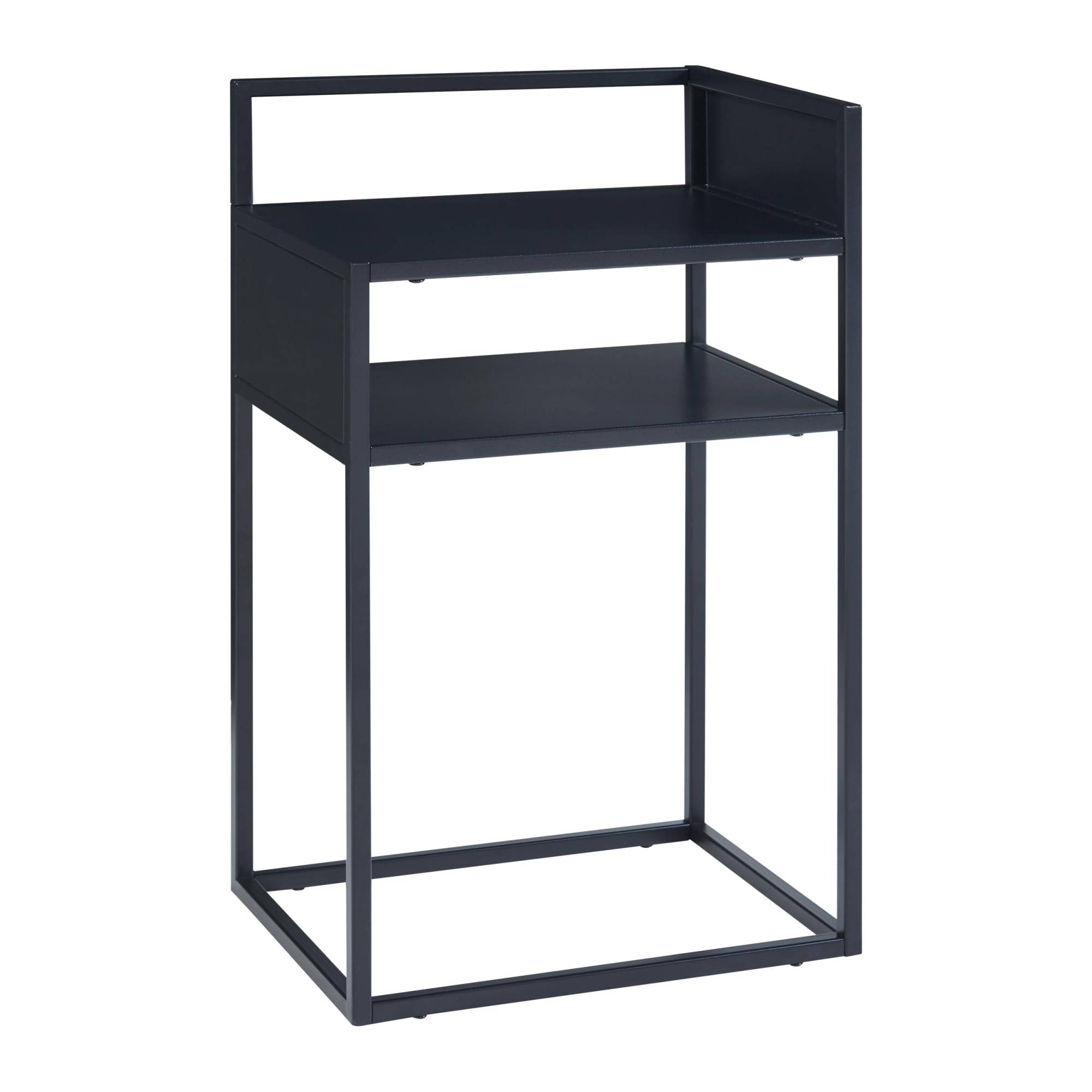 [en.casa] Beistelltisch Riihimäki Wohnzimmertisch mit Ablagefach Couchtisch Ablagetisch Schwarz matt Nachttisch Metall Sofatisch 65 x 40 x 30 cm