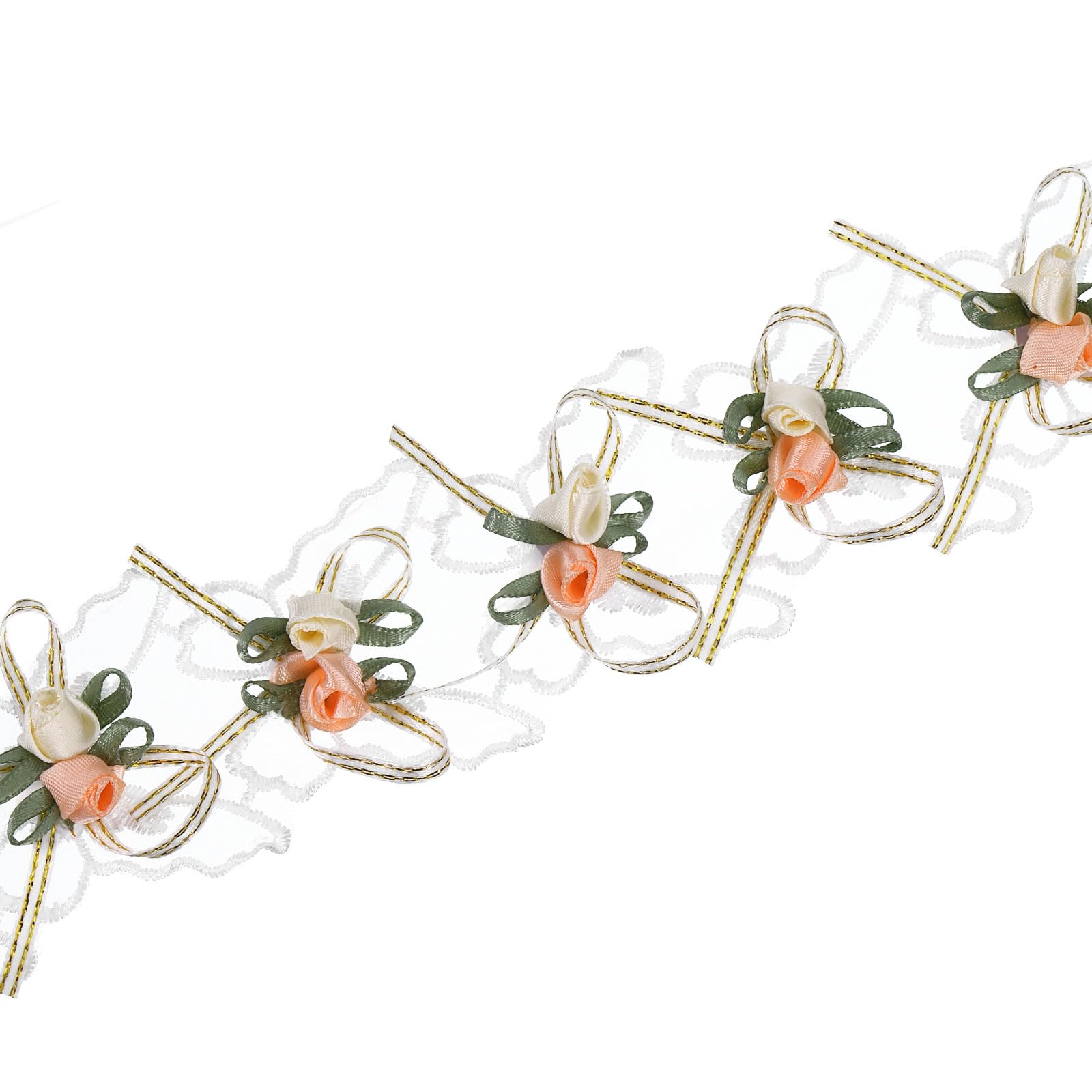 uxcell Butterfly Embroidered Lace Edge Trim Ribbon, 2 Yards Polyester Embroidered Lace Trim Fabric Appliques for Wedding Dress Designing DIY Craft 2