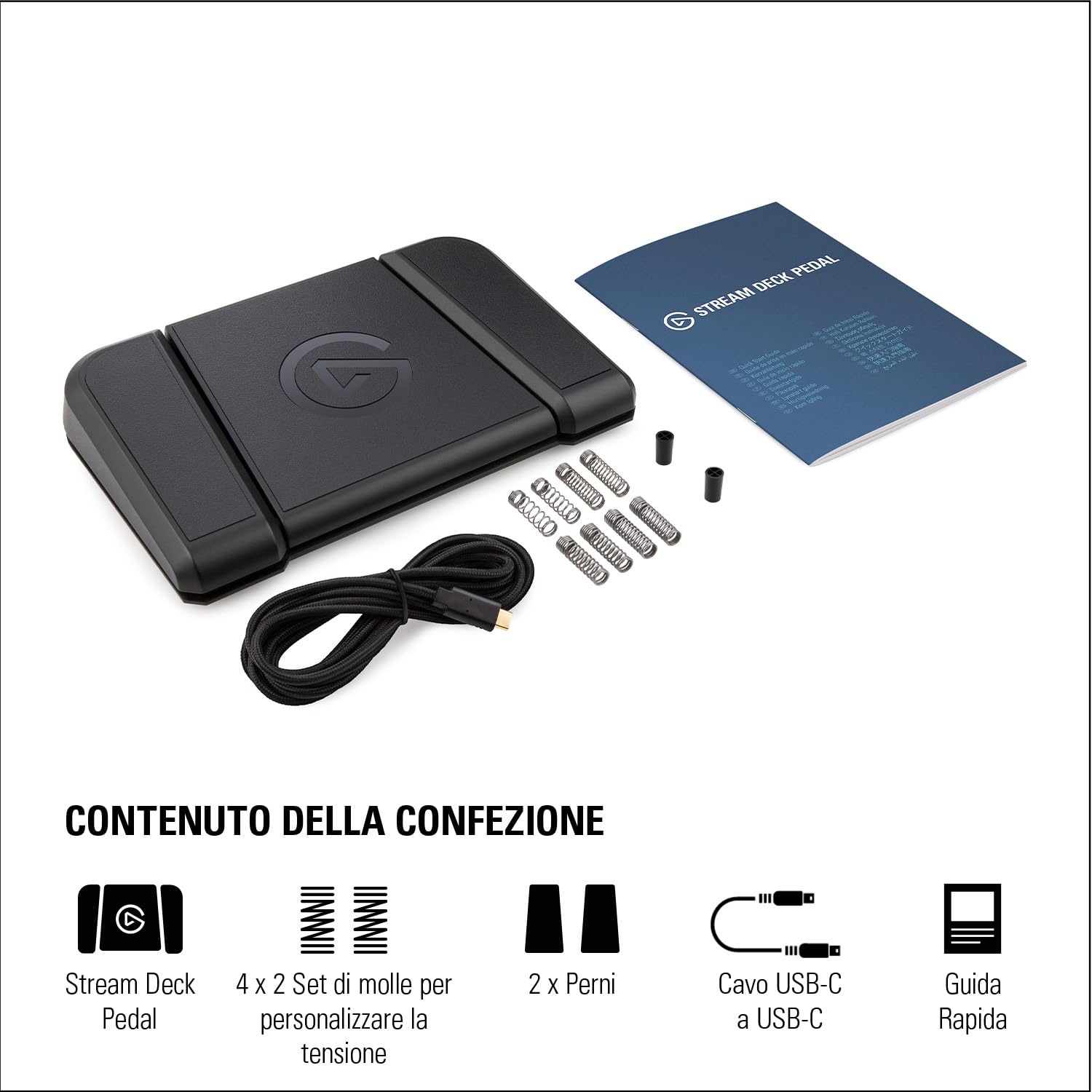Elgato Stream Deck Pedal: controller da studio a mani libere, 3 tasti macro a pedale, attiva azioni nelle app e in software quali OBS, Twitch, YouTube e altro, adatto per Mac e PC