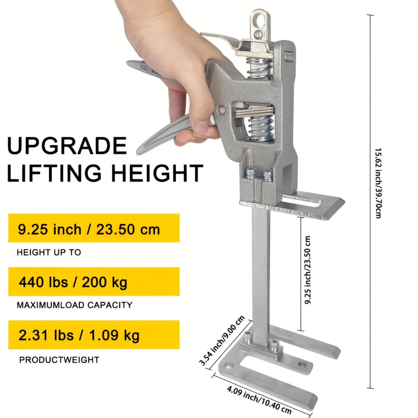 2 Stück Arbeitssparender Armheber - Hand Lifting Jack Tool, Arbeitssparende Hebebühnen, mit Feinabstimmungsfunktion für Die Montage Von Schränken, Türen, Fenstern und Möbeln, Tragkraft 400 kg