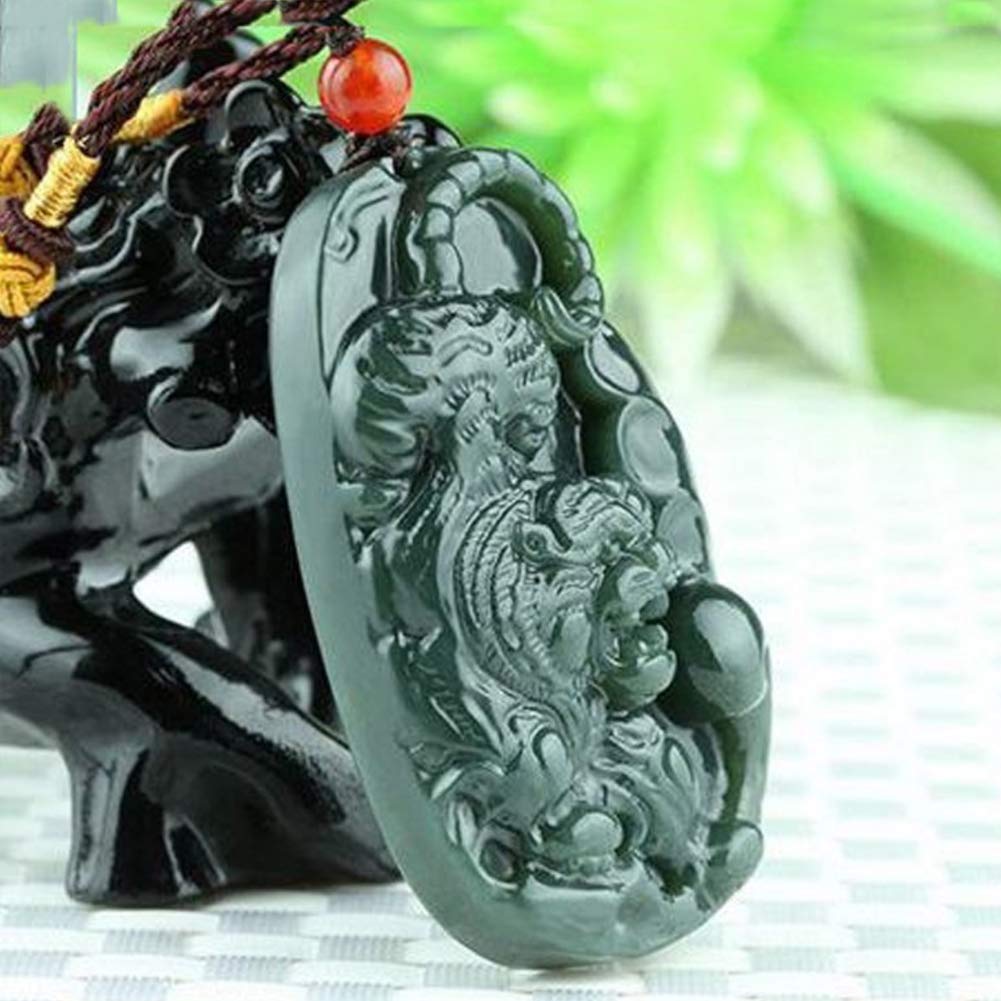 EASTCODE Charming Hetian Jade Hand-Carved Stone Zodiac Tiger Pendant Necklace Pendant Jewelry for Men and Women
