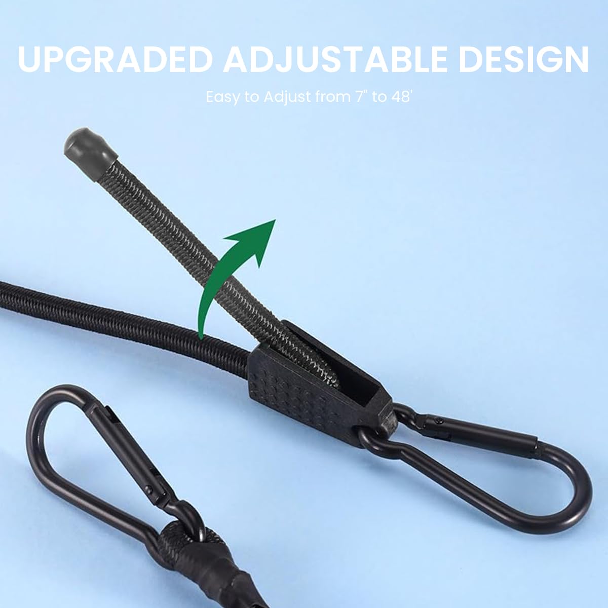 STHIRA® 4Pcs Bungee Cords 6.6ft Adjustable High-Elastic with Carabiner Hook — Amazon image 2