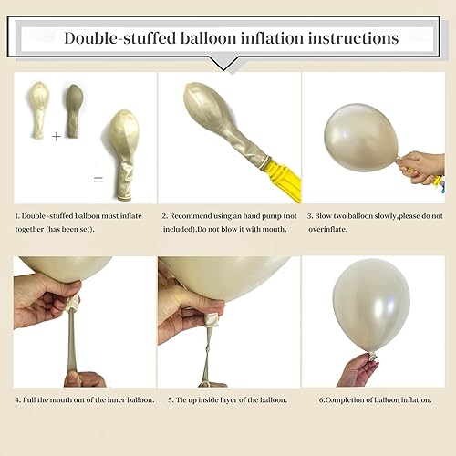 Miniatura 4 de Guirnalda de globos blancos perlados, globos de doble relleno, color blanco perla, beige, 18/12/10/5 pulgadas, diferentes tamaños para baby shower,