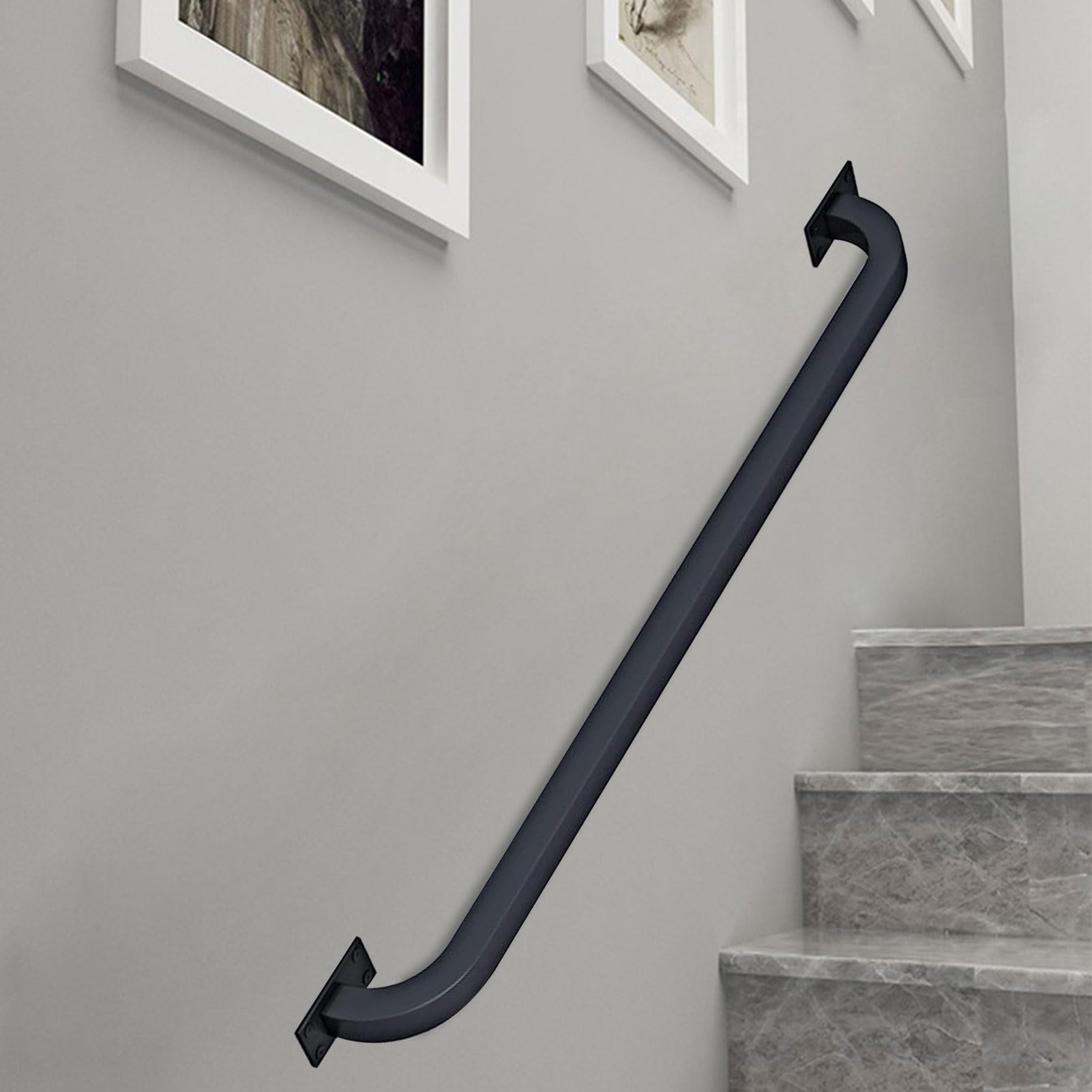 Ringhiera per corrimano per Scale, Ringhiera Antiscivolo per Tubo in Ferro Battuto Nero Montato a Parete per Cortili per Scale Interne ed Esterne, Asta di Supporto di Sicurezza per Corridoio ( Size :