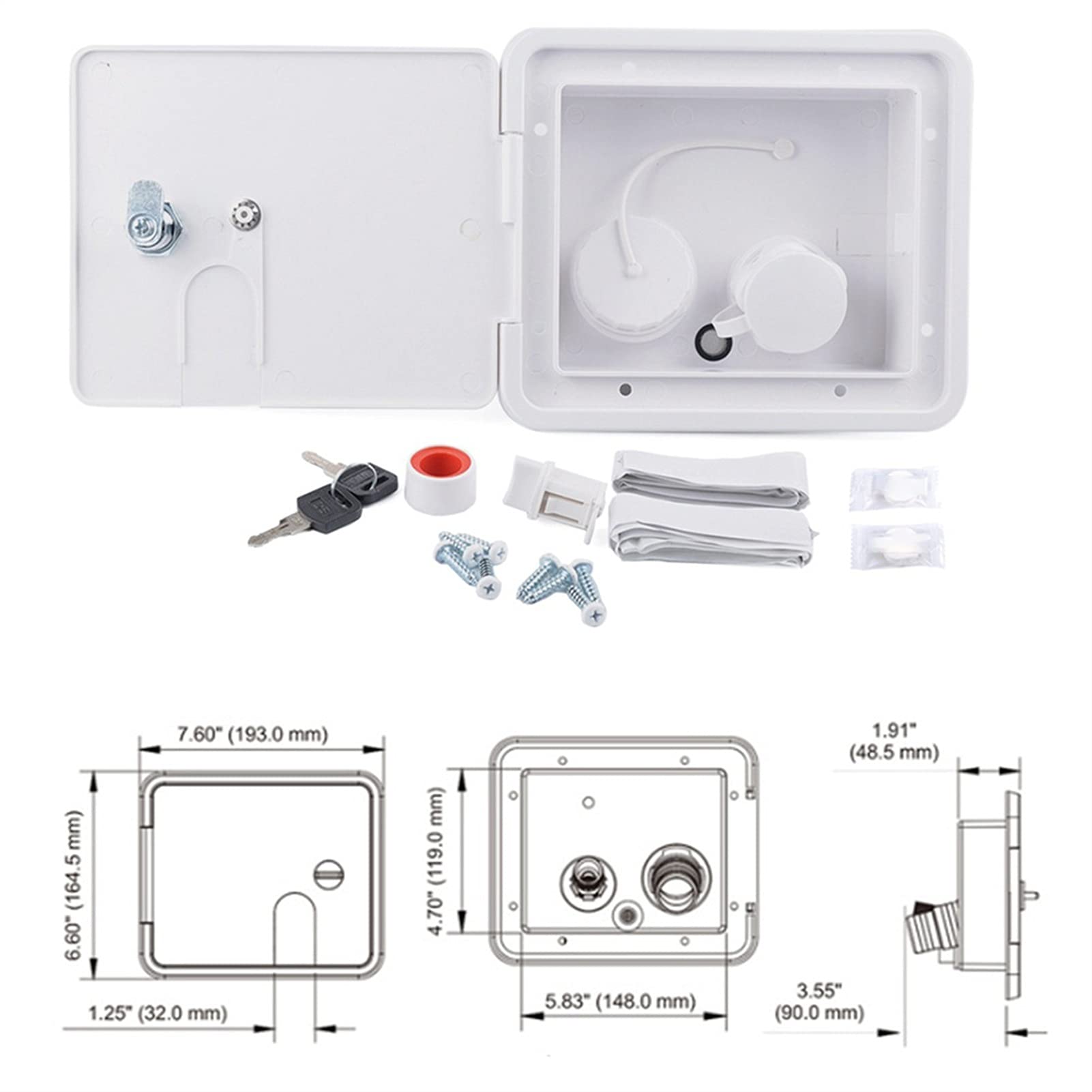Remolque de relleno integrado de la ciudad de gravedad con tornillos de llaves con cerradura de escotilla de plato controlable Easy Instale Universal RV Water Inlet(2)
