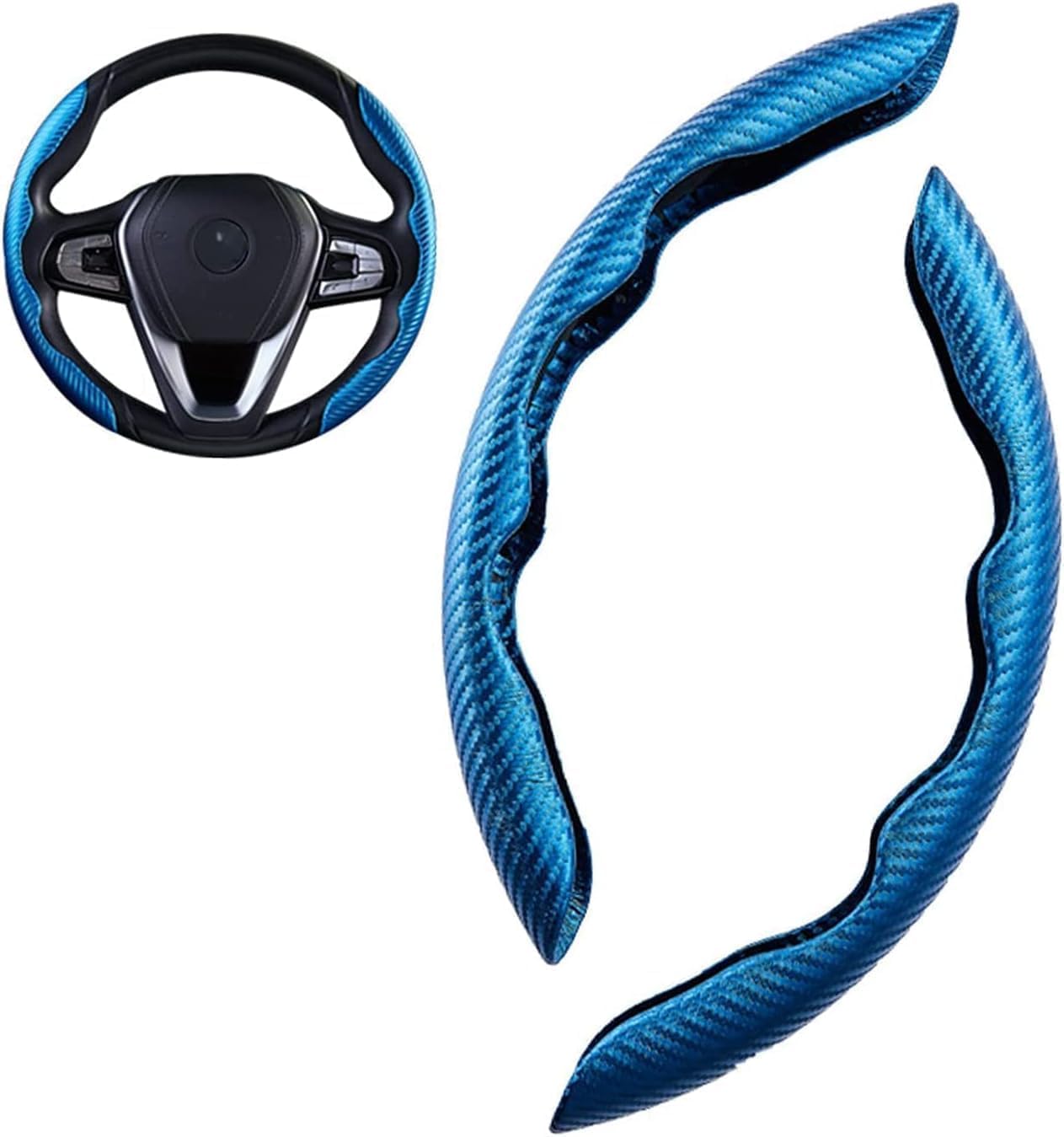 Car Steering Wheel Cover for Suzuki Swift 2017 2018 2019 2020 2021 2022 2023 2024 2025 2026, Anti-Slip Breathable Car Segmented Wear-Resistant Steering Wheel Protector,Blue