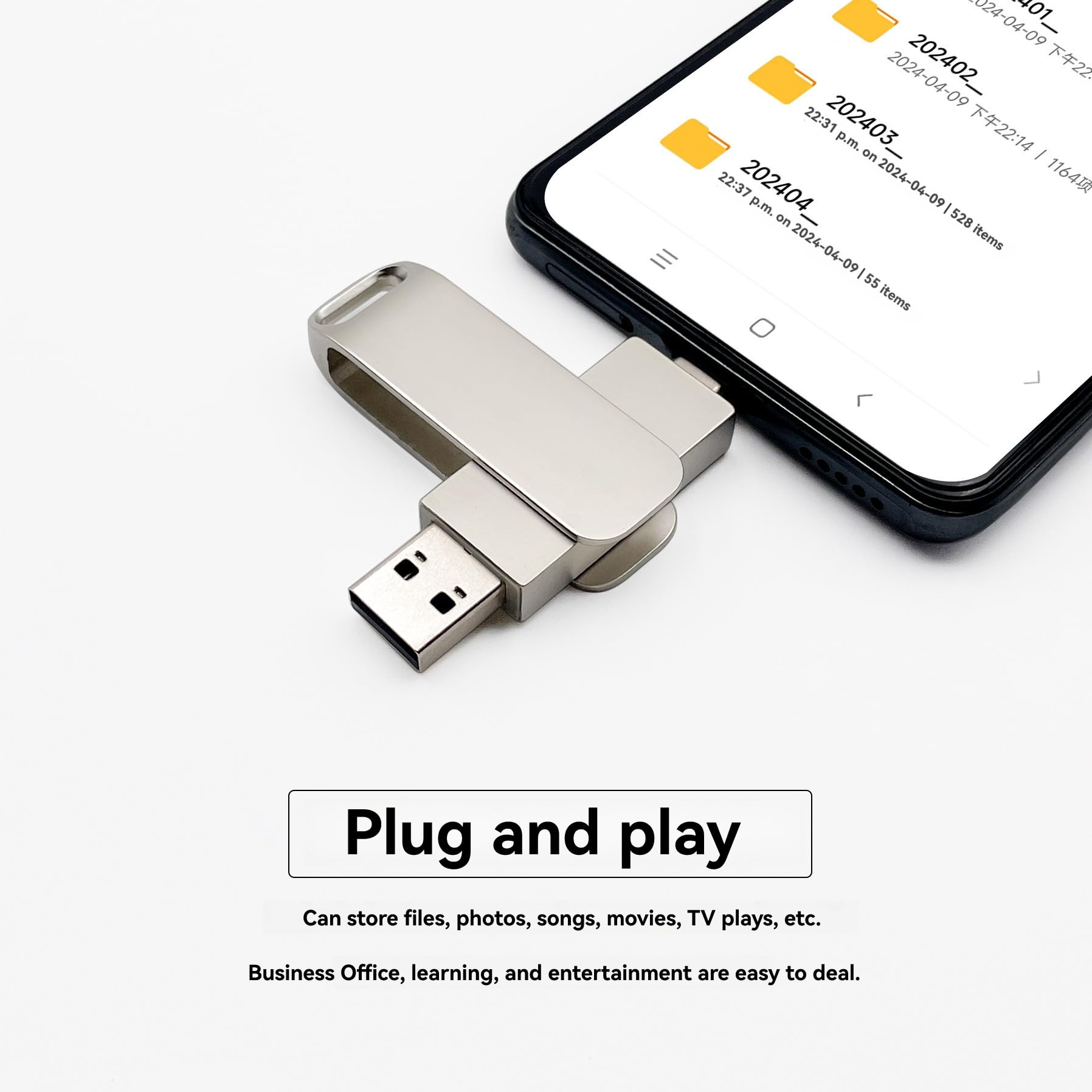 Chiavetta USB, 512GB Pendrive 2 in 1 USB 3.0 Alta Velocità Pen Drive Impermeabile Pennetta USB Metallo USB Flash Drive per Smartphone,Computer,Tablet, Smart TV,PC,Laptop,OTG Android Backup - 3