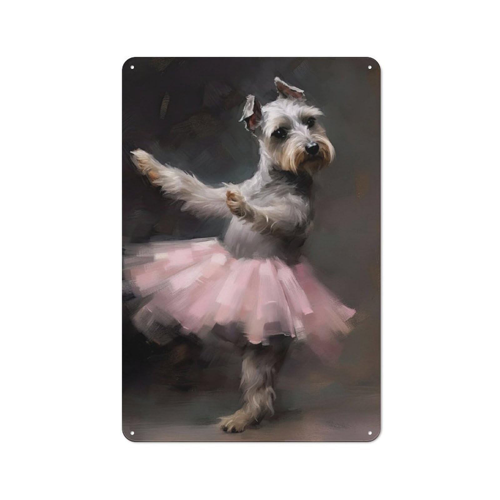 Junmoney Schnauzer Ballerina Tin Wall Plaque 30X20cm With For Bar Or Restaurant, Autumn Wall Decor For Hospitality Decor Collectors