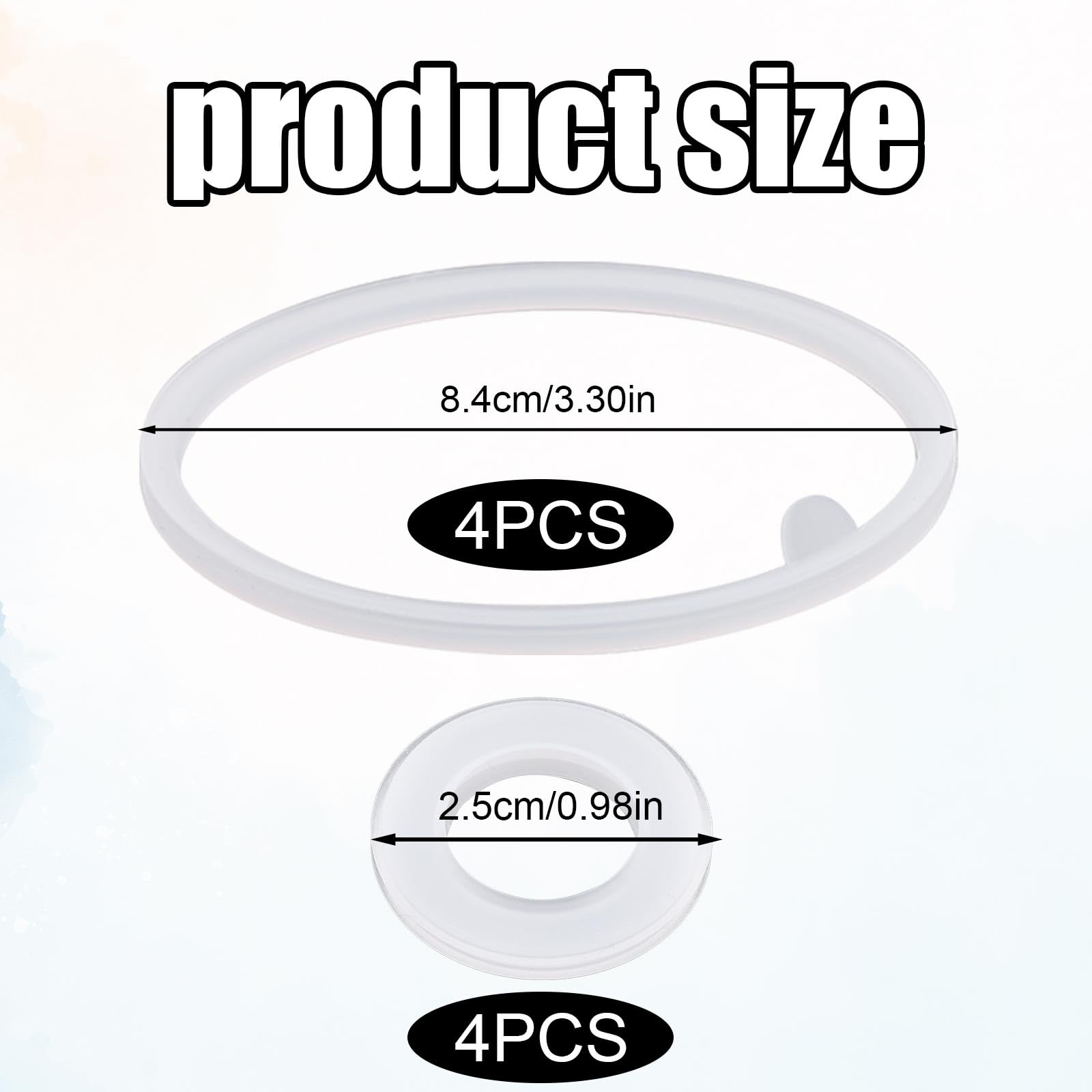8pcs Lid Gasket Replacement for Blender Bottle Strada Flip Shaker Cup Water Bottle Parts Accessories, 2 Sizes Silicone Seal Ring for Blenderbottle Strada Flip Shaker 24 oz 28 oz