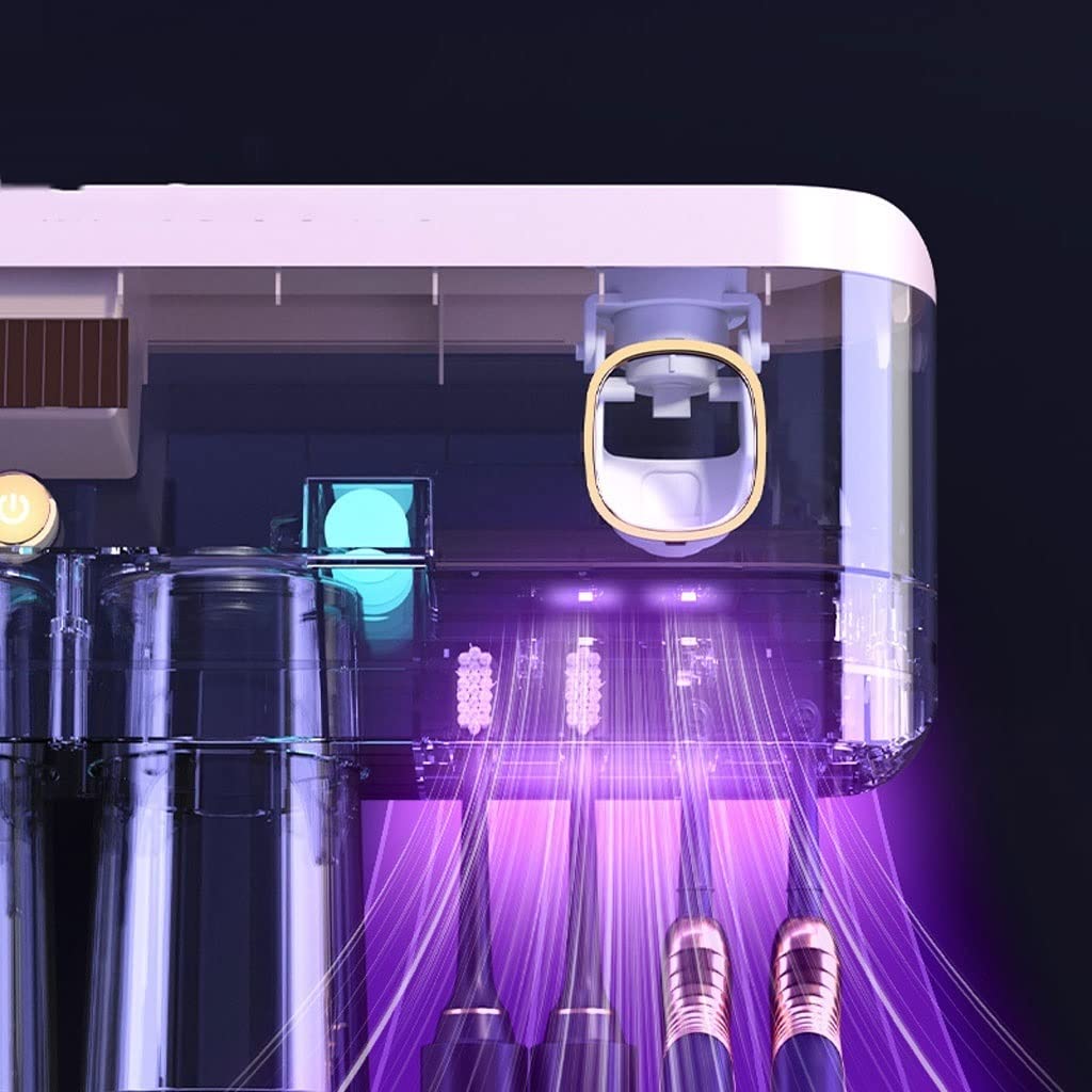 Estante para Cepillos de Dientes Porta dello spazzolino a Muro di spazzolino Intelligente con Bombetta con Un Kit di spremitura Automatico del distributore di dentifricio(B)