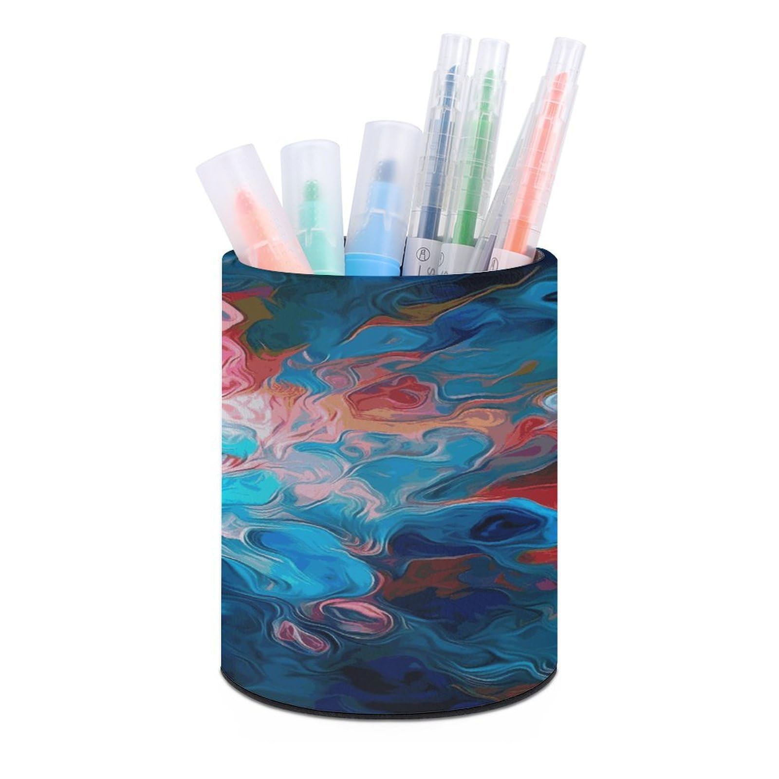 FekiLoot - Custom Aesthetic Blue Color Desk Pen Holder Office Accessories Round Pen Container Box Desk Organizer Holder for Office