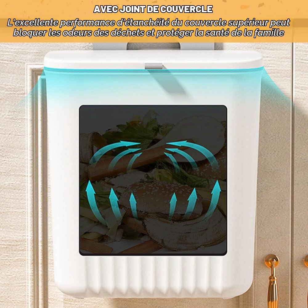 poubelle différenciée, cuisine couvercle, recyclage domestique, 9,5 litres, Blanc