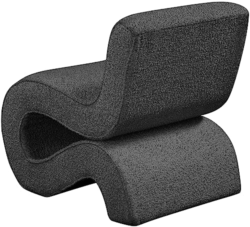 Sillón Curvo Negro Tapizado en Tela miniatura 7