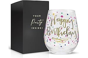 Your Dream Party Shop Happy Birthday Stemless Wine Glass - Unique Drinking...