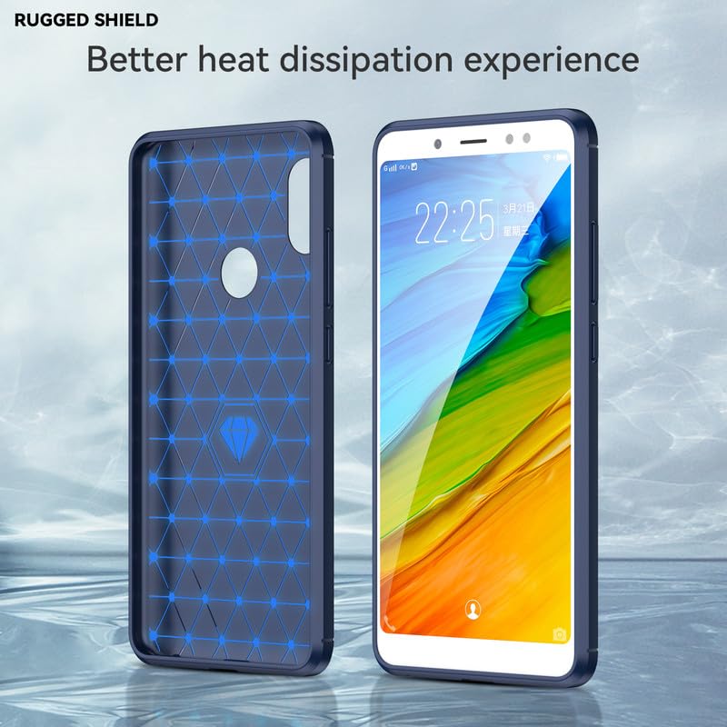 Image of Flexible Back Case Cover for Mi Redmi Note 5 Pro - Blue (Carbon Fibre)