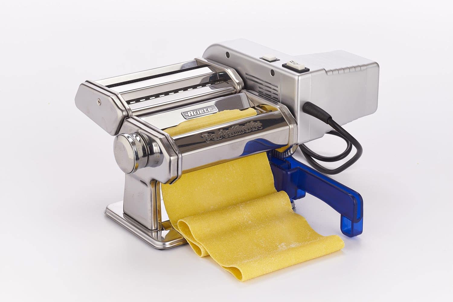 Ariete Pastamatic 1593, Machine à Pâtes Électrique, 2 Vitesses + Impulsion, 9 Épaisseurs Variables, 5 Formes de Pâtes, Pince de Fixation Et Manivelle Incluses, 90W