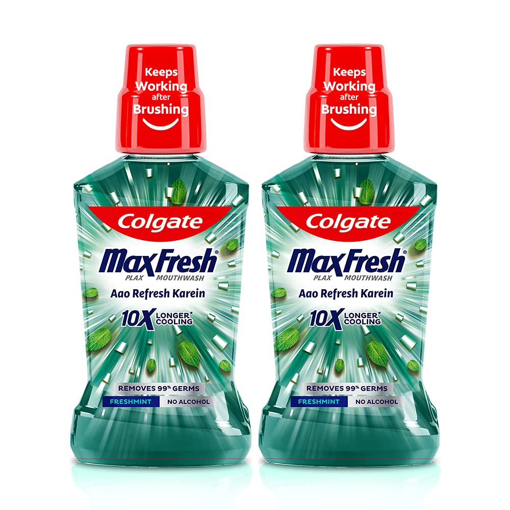 Colgate Plax Antibacterial Mouthwash, 24/7 Fresh Breath - 2 x 250ml (Fresh Mint)