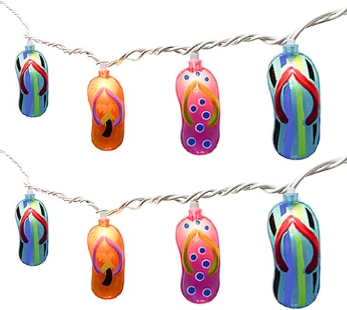 Tira de luces con temática de playa tropical de 8.5 pies, tira de luces 3D para exteriores con 10 luces multicolores, decoración de verano, para