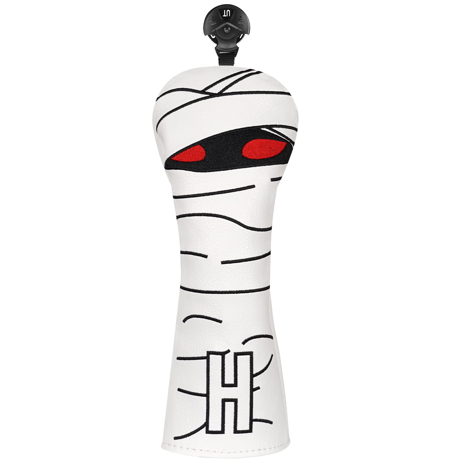 Golf Club Wood Head covers for Driver/Fairway/Hybrid 1FH White PU Leather Mummy Design