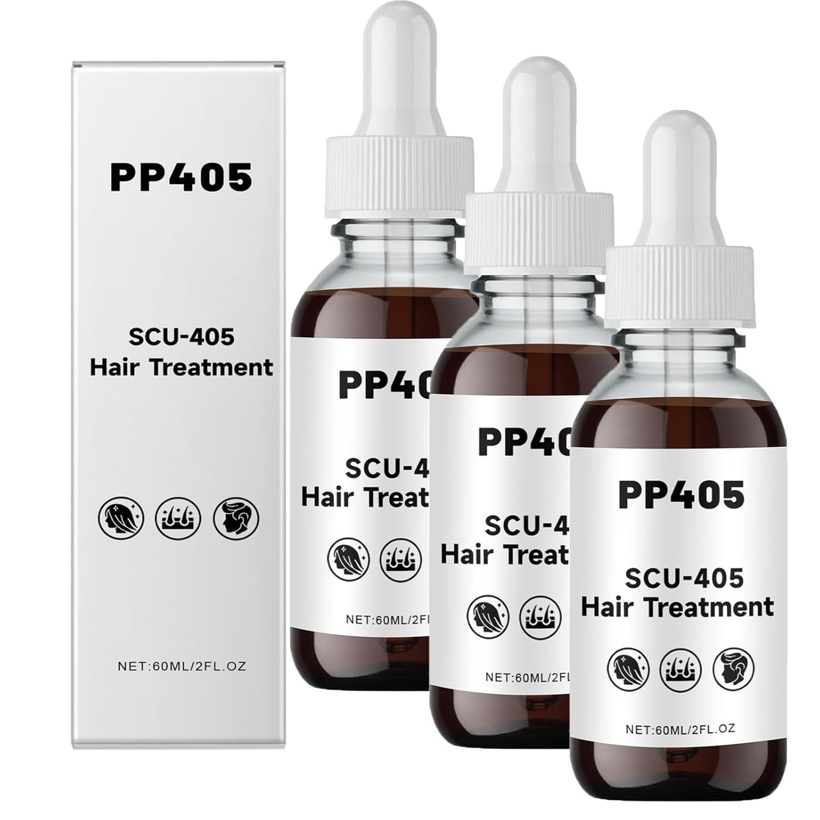 PP405 Hair Treatment, SCU-405 Hair Growth Oil, Anti-Hair Loss Serum, Scalp Nourishing Oil, Damage Repair, Loss Prevention, Quickly Absorbed & Non-Greasy (3pcs)
