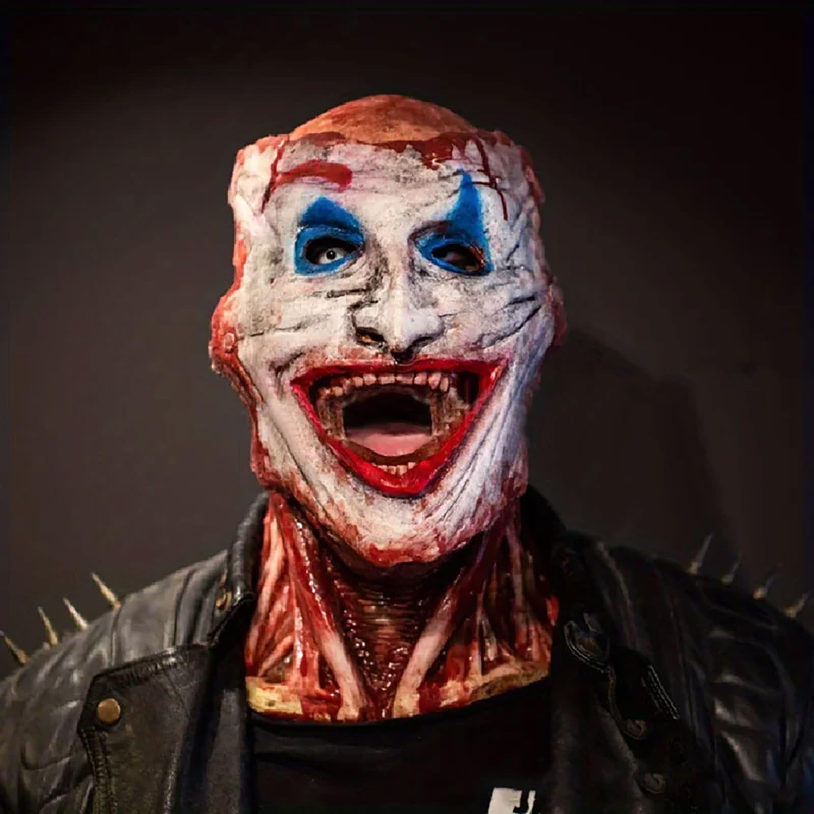 GlowHome Halloween Skull Mask With Moving Jaw - Scary Full Head Skeleton, Double Layer Ripped Latex Horror for Cosplay Masquerade Costume Props, Party Accessory Decorations