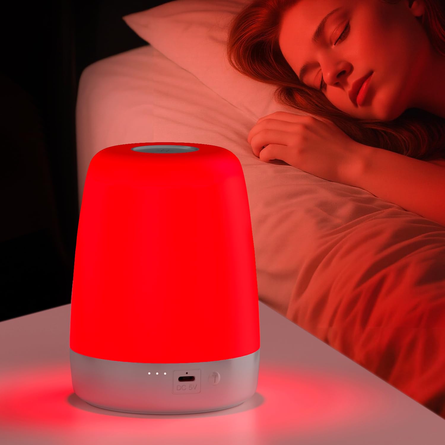 XKETA RED LIGHT SLEEP THERAPY - 670nm pure narrowband wavelength night lamp, naturally promotes melatonin for adults sleeping better, compact size