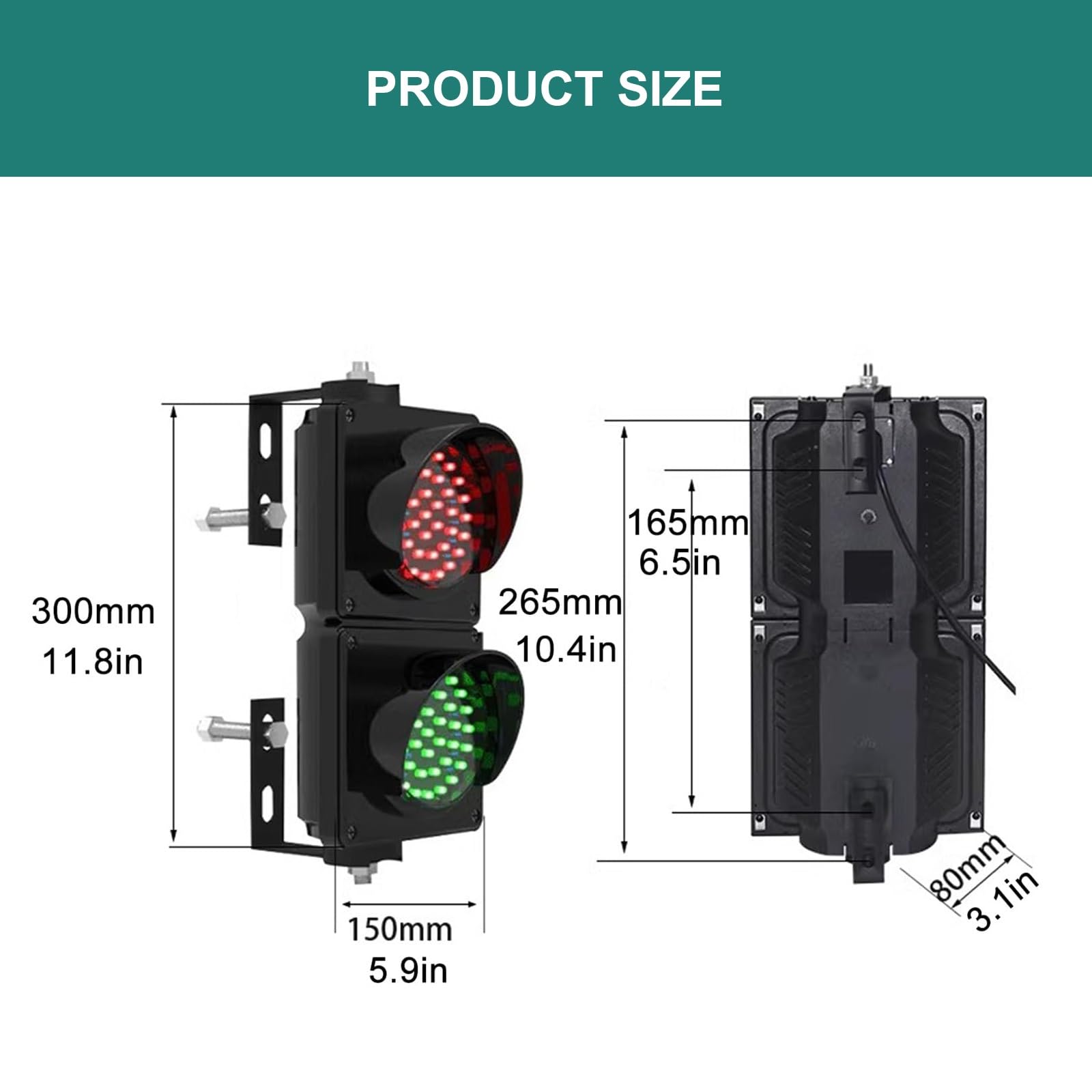 Lampada di Segnalazione Impermeabile IP65 for semafori industriali, Luce di Segnalazione da 4 Pollici, 2 Colori Rosso/Verde, for incroci, fabbriche, scuole, caselli autostradali
