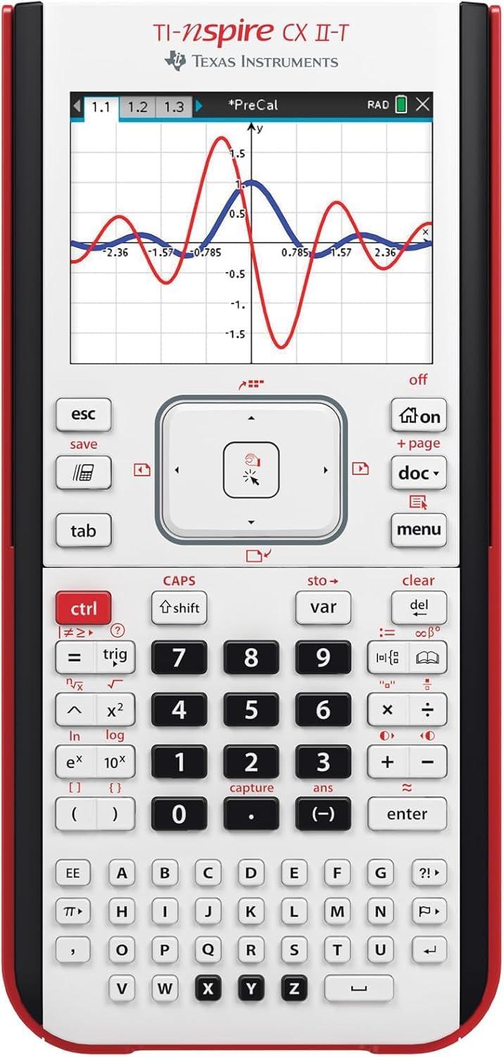 TI-Nspire CX II-T Calcolatrice Grafica con Incisione Personalizzata – Display a Colori, Python, Grafici 3D – Ammessa alla Maturità – Liceo e Università