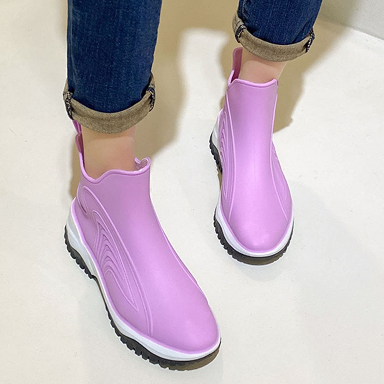 Botas de agua para mujer, botas de lluvia impermeables, botas de lluvia antideslizantes, botas de trabajo al aire libre, zapatos de jardín, cortos, botas de goma, botas de deslizamiento, botines,