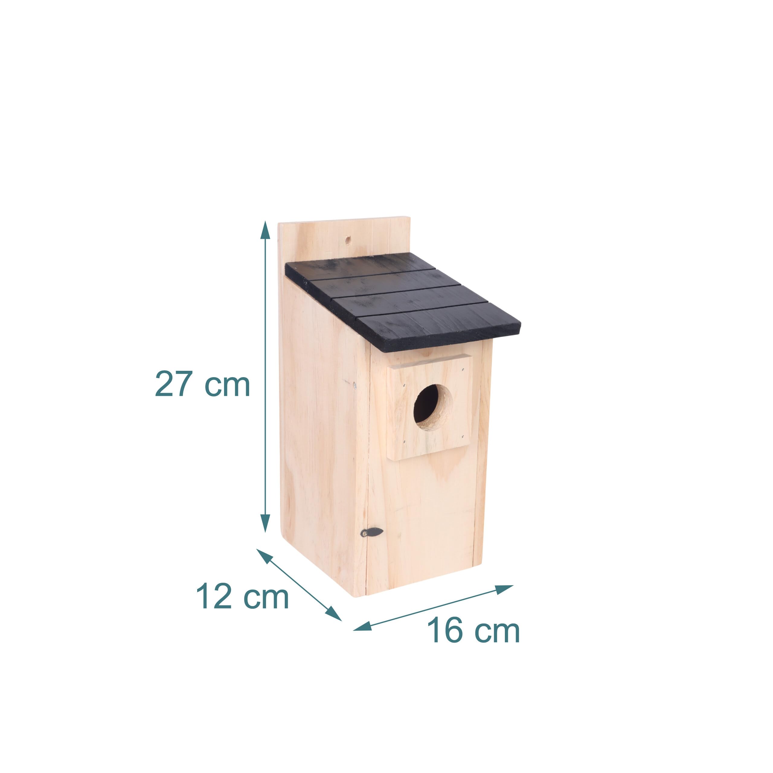 Relaxdays Nichoir pour moineaux et mésanges en pin, Trappe, Suspendre, 27×16×12 cm, Naturel