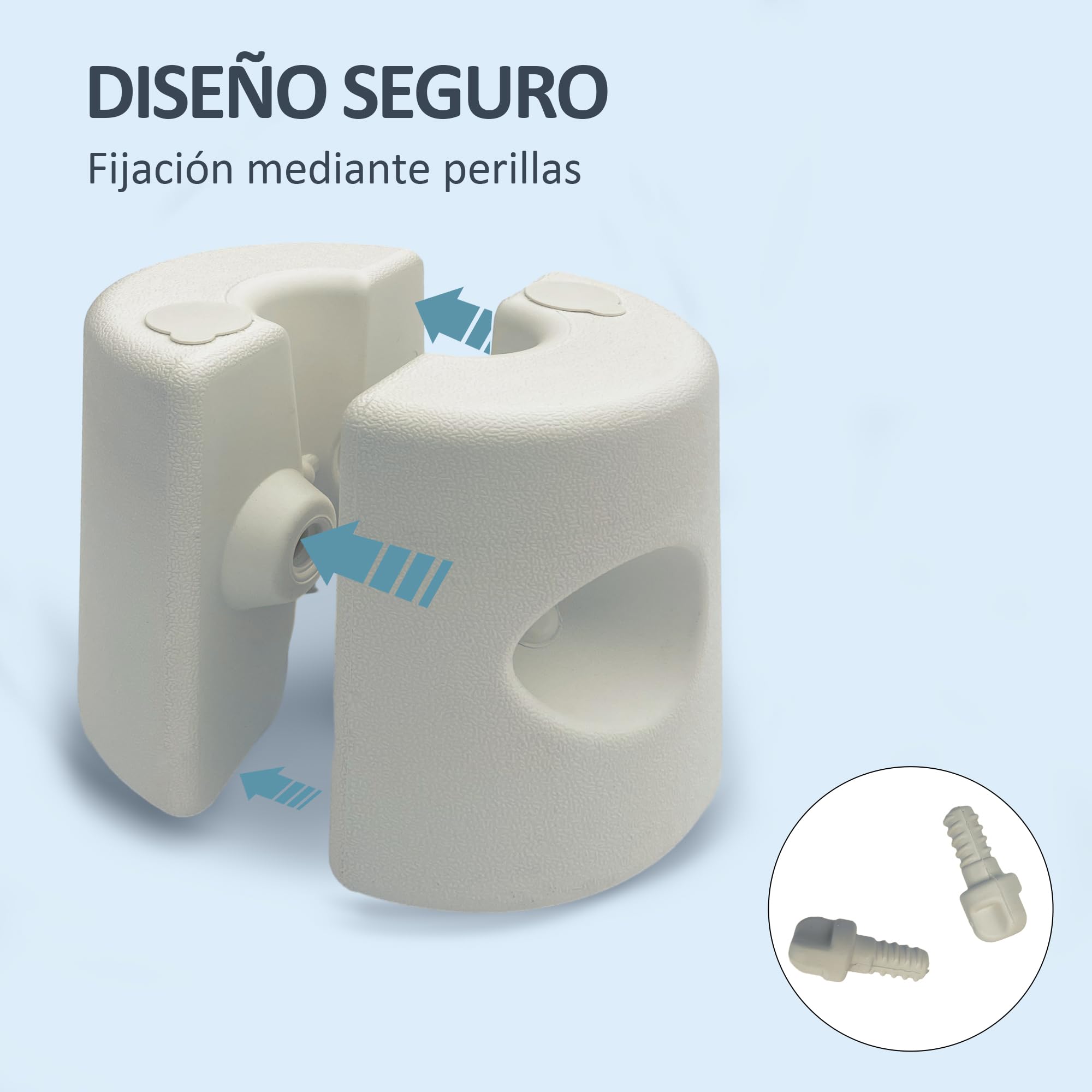 Outsunny Pack de 4 Pesos para Carpas Plegables Soportes Rellenables con 8,7 kg de Agua o 12 kg de Arena Pesos para Cenador con Perillas de Fijación Ø21,5/24x25,5 cm Blanco