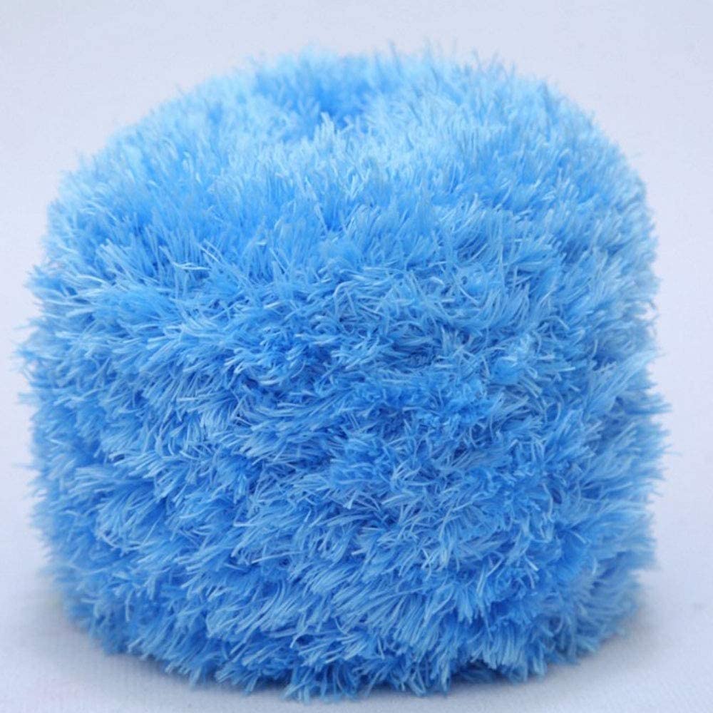200g DIY Tejer Hilo de Felpa Hilo de Pestañas Peludas Suéter de Ganchillo Bufanda Hilo de muñeca Hilo de Piel Sintética Hilo de Novedad Manta Fuzzy Almohada Hilo Textil para el hogar (Color : Sky Blue