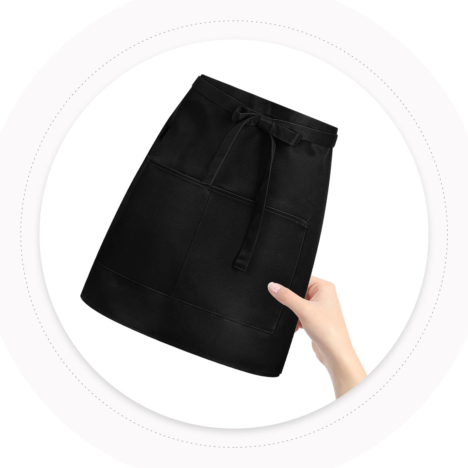 5 Delantales Cortos de Cintura con Bolsillos Color Negro Unisex Reutilizables Ideales para Cocina Restaurante Cafetería y Servicio Profesional