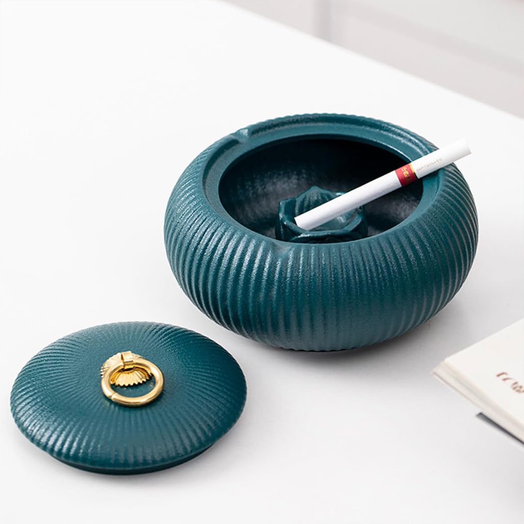 GVILTY Moderno Posacenere di Sigaretta in Ceramica in Ceramica con Coperchio, Posacenere da Sigaretta da Tavolo per Interno Esterno E Decorativo Tavolo da Tavolo da Black