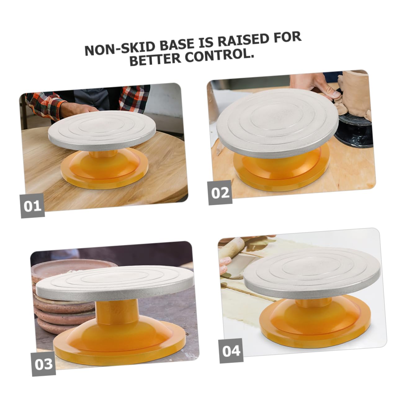 Ciieeo Plato Giratorio De Acero y Plástico 25cm Base Estable Soporte para Decorar Pasteles