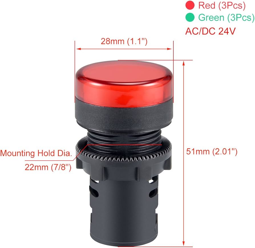 Amazon.com: uxcell 6Pcs Red Green Indicator Light AC/DC 24V, 22mm Amazon.com: uxcell 6Pcs Red Green Indicator Light AC/DC 24V, 22mm