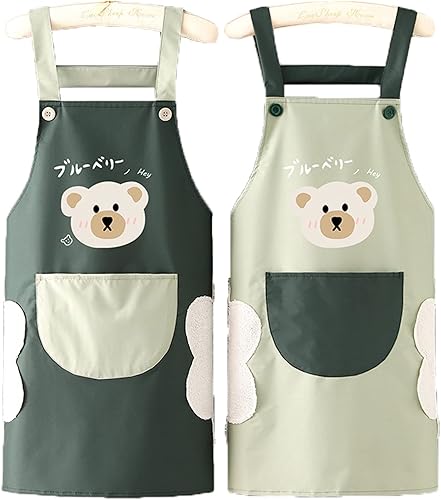 Paquete de 2 delantales de cocina de cocina, babero ajustable, delantal de chef suave, unisex, para barbacoa, dibujo, manualidades, para mujeres,