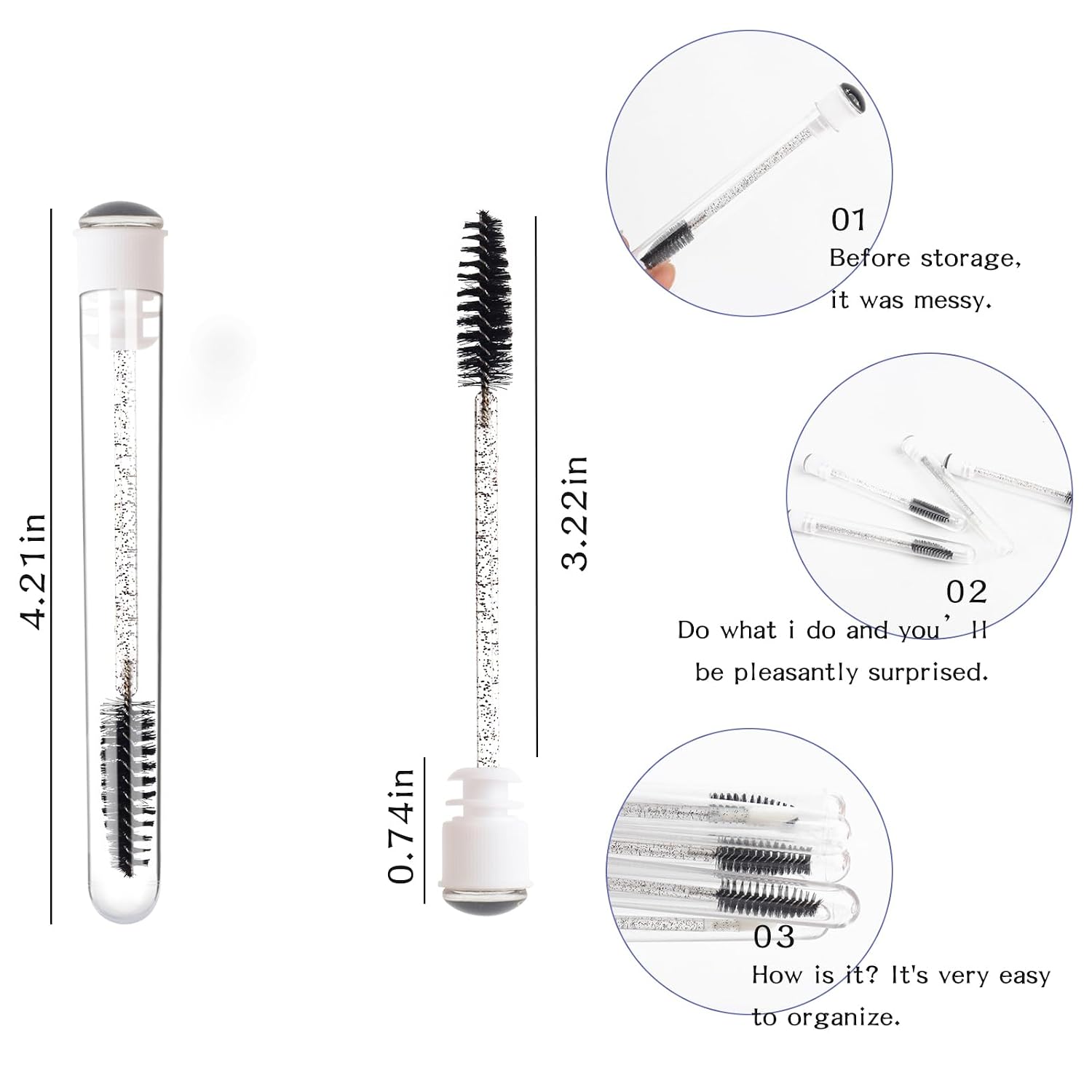 24 Set Mascara Wand Tube Diamond Mascara Brushes Eyelash Spoolies image 3