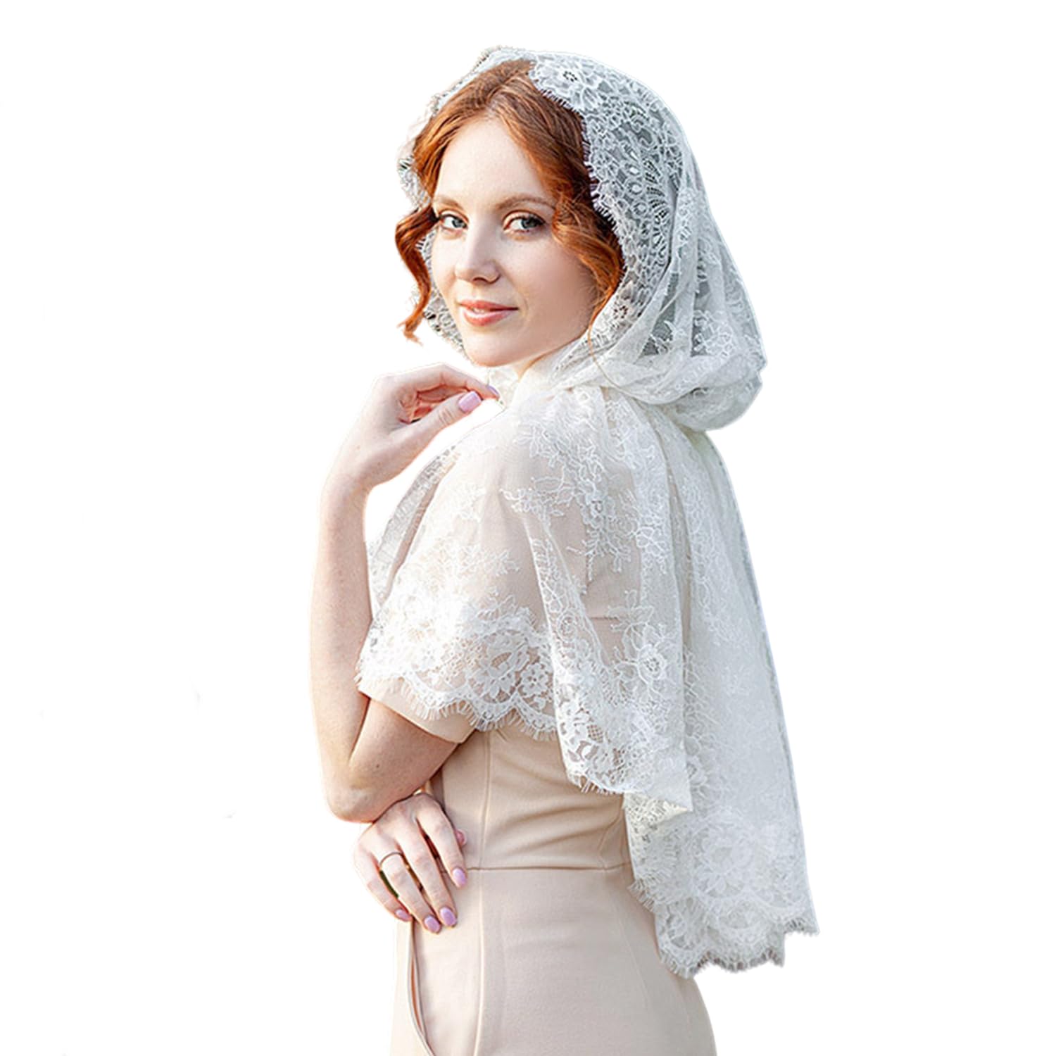 JIAHG Cathedral Bridal Veils Infinity Chapel Inspired Prayer Latin Mass Lace Mantilla Church Muslim Communion Headcover Veil