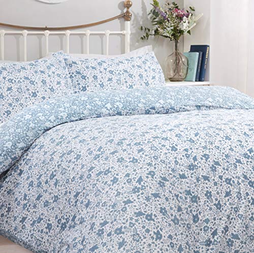Sleepdown Ditsy Bloemen Blauw Omkeerbaar Easy Care Dekbedovertrek Quilt Beddengoed Set met Kussensloop - Super King (220 cm x 260 cm) - Afbeelding 3