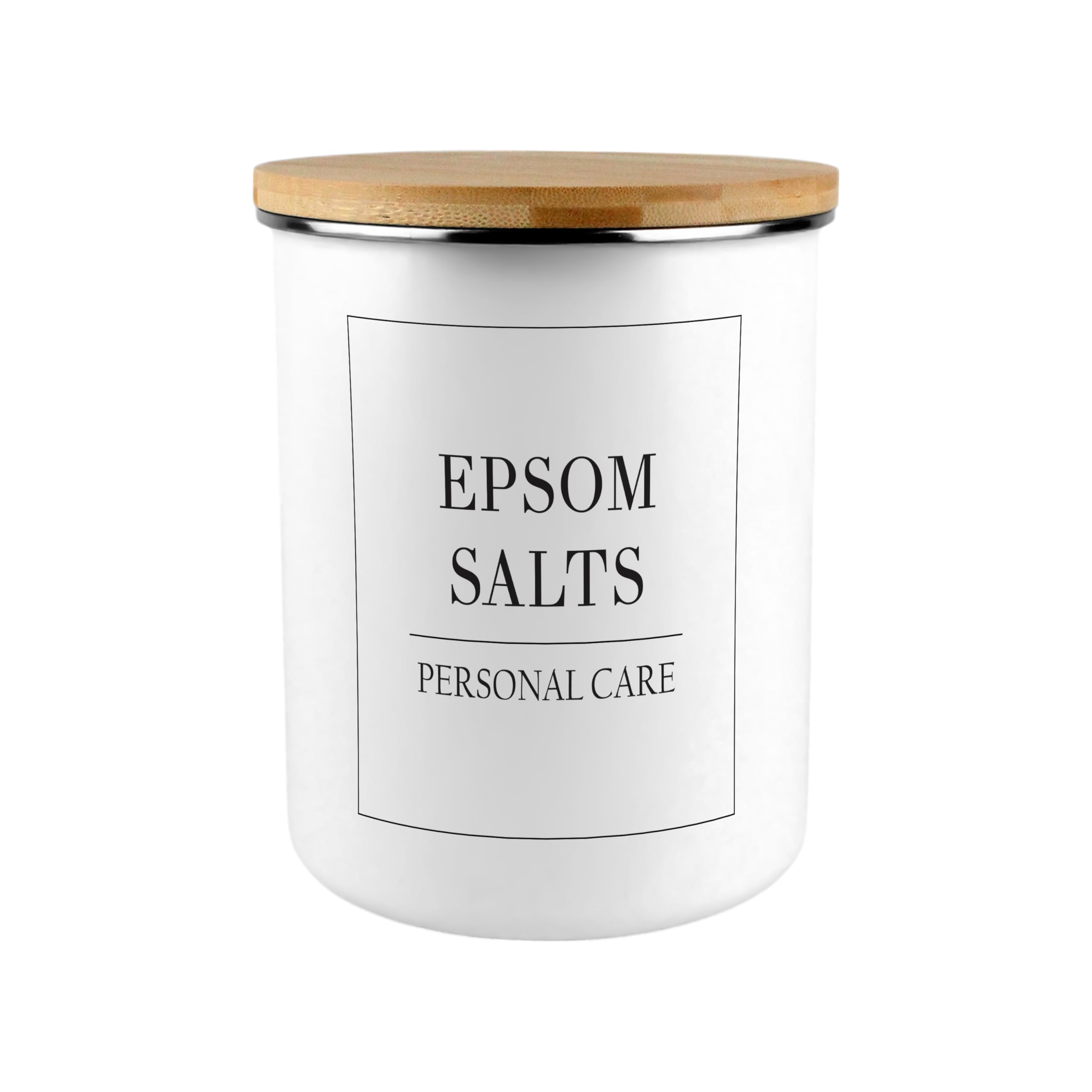 Minimalistic Epsom Salts Canister - Large Enamel Monochrome Bathroom Jar