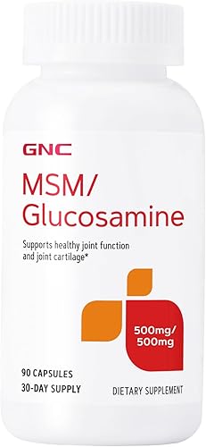 GNC MSM Glucosamina 500 mg Suplemento, apoya la función saludable de las articulaciones, apoya el cartílago saludable de las articulaciones, 30